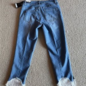 Slimsation capri jeans with lace Size 8